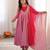 Premium pink heavy neck embroidery anarkali suit set with dupatta & pant