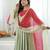 Premium pista heavy neck embroidery anarkali suit set with dupatta & pant