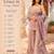 Women's light lavender chinon embroidered kurti set with dupatta and palazzo