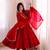 Premium red heavy neck embroidery anarkali suit set with dupatta & pant