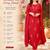 Women's red chanderi embroidered straight kurta set with dupatta and pant
