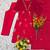 Women's red chanderi embroidered straight kurta set with dupatta and pant