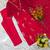 Women's red chanderi embroidered straight kurta set with dupatta and pant
