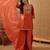 Women's orange crepe embroidered kurta set with dupatta and palazzo