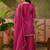 Women's pink crepe embroidered kurta set with dupatta and palazzo