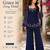 Women's navy blue georgette embroidered kurti set with pant