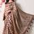 beige cotton blend checks print golden zari woven border saree with unstitched blouse piece