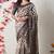 beige cotton blend polka dots print golden zari woven border saree with unstitched blouse piece