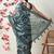 teal cotton blend tie & dye print golden zari woven border saree with unstitched blouse piece