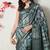teal cotton blend tie & dye print golden zari woven border saree with unstitched blouse piece
