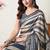 beige cotton blend stripes print golden zari woven border saree with unstitched blouse piece