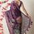 magenta cotton blend block print golden zari woven border saree with unstitched blouse piece