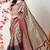 beige cotton blend paisley print golden zari woven border saree with unstitched blouse piece