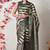 green cotton blend stripes print golden zari woven border saree with unstitched blouse piece