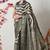 green cotton blend stripes print golden zari woven border saree with unstitched blouse piece