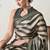 green cotton blend stripes print golden zari woven border saree with unstitched blouse piece