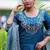 Heavy embroidered peacock blue pleated kurta set with silk dupatta & pant pair
