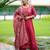 Heavy embroidered peacock red pleated kurta set with silk dupatta & pant pair