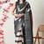 blue cotton blend stripes print golden zari woven border saree with unstitched blouse piece