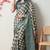 teal cotton blend checks print golden zari woven border saree with unstitched blouse piece