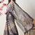 beige cotton blend block print golden zari woven border saree with unstitched blouse piece