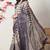 beige cotton blend block print golden zari woven border saree with unstitched blouse piece