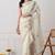 off white tissue crush embellished lace border saree with unstitched blouse piece
