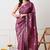 magenta tissue crush embellished lace border saree with unstitched blouse piece