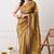 mustard tissue crush embellished lace border saree with unstitched blouse piece