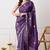 purple tissue crush embellished lace border saree with unstitched blouse piece