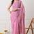 pink georgette embellished lace border saree with unstitched blouse piece