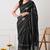 black georgette embellished lace border saree with unstitched blouse piece