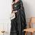 black georgette embellished lace border saree with unstitched blouse piece
