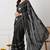 black georgette embellished lace border saree with unstitched blouse piece