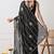 black georgette embellished lace border saree with unstitched blouse piece