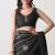 black georgette embellished lace border saree with unstitched blouse piece