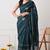 teal georgette embellished lace border saree with unstitched blouse piece