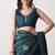 teal georgette embellished lace border saree with unstitched blouse piece