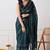 teal georgette embellished lace border saree with unstitched blouse piece