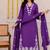 Royal purple embroidered cotton kurta palazzo set with dupatta