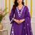 Royal purple embroidered cotton kurta palazzo set with dupatta