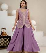 Women’s lavender  embroidered anarkali style kurta with palazzo pants