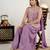 Women’s lavender  embroidered anarkali style kurta with palazzo pants