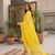 Women’s yellow embroidered straight kurta pant set with dupatta