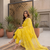 Women’s yellow embroidered straight kurta pant set with dupatta