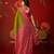 Olive silk cotton printed saree with unstitched blouse piece.