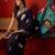 Navy silk cotton bandhni printed saree with unstitched blouse piece.