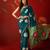 Rama silk cotton bandhni printed saree with unstitched blouse piece.