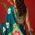 Rama silk cotton bandhni printed saree with unstitched blouse piece.