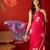 Rani silk cotton bandhni printed saree with unstitched blouse piece.